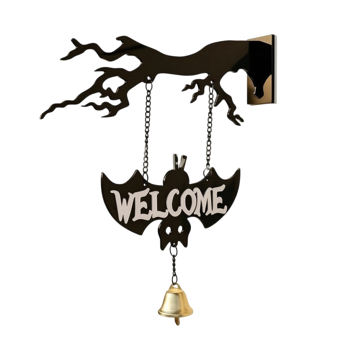 Welcome Sign with Bell Halloween Wall Hanging Welcome Sign Spooky for Homeowners