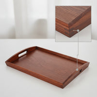 Wooden Serving Tray with Handles Wood-Grain Serving Tray with Handles Sturdy for Breakfast in Bed, Hotel, Restaurant