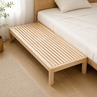 Bed Extension, Solid Beech Wood, Height-Adjustable Extension for Beds with Flat Base, For More Sleeping Space in Family Beds