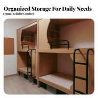Modern Loft Bed Space Saving Bunk Bed with Storage Sturdy Metal Frame Bedroom Furniture for Students, Young Adults, Dormitory, Student Accommodations