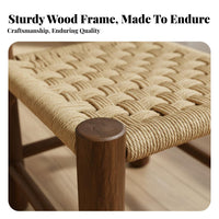 Nordic Design Woven Rope Stool Backless Woven Seat Stool Multi-Purpose Design Household Furniture Vintage Aesthetic for Adults, Homeowners, Entryway, Living Room, Bedroom, Balcony
