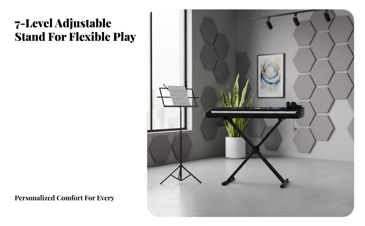 Foldable X shaped Keyboard Stand Anti-Slip Feet X shaped Keyboard Stand Heavy Duty Portable Digital Piano Holder for Artists, Kids, Practice Room, Studio, Home