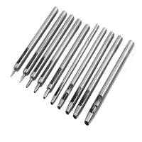 10 Pieces Leather Hole Punch Set Sharpen Cut Edge Round Hollow Punch Kit Non-Slip Handle Steel Belt Hole Puncher Tool for Workshop
