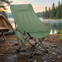 Camping Chair with Carry Bag Padded Folding Chair with Side Pocket Furniture High-Back Portable for Campers, Fishing, Picnics