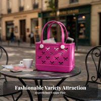 Easy to Clean EVA Cutout Tote Long-Lasting Kids Perforated Handbag Lightweight for Girls, Travel, Pool