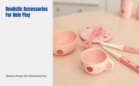 Wooden Pretend Kitchen Accessories for Children Tableware Set Bowl Mug Plate Spoon Educational Toy
