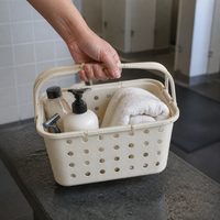 Portable Plastic Shower Caddy Basket with Handle for Bathroom Toiletries and Laundry