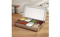 Stainless Steel Condiment Box Easy to Clean Multi-Compartment Seasoning Box Seasoning Tray with Inserts Wide Mouth Kitchen