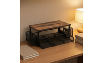 No-Drill Under-Desk Storage Rack Two-Tier Under Desk Drawer Organizer Sliding Clamp-on Drawer Organizer Metal for Students
