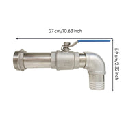 Oil Drum Tap with Threaded Inlet Stainless Drum Faucet with Lever Handle Heavy Duty Barrel Faucet Shutoff Lever for Garages