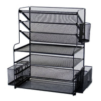 Document Rack with Side Baskets Slanted Mail File Sorter Tray Stepped for Office