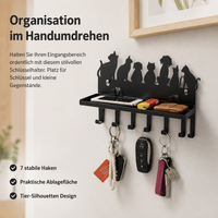 Metal Key Holder Anthracite, Key Board with Storage and 7 Hooks, Modern Carbon Steel Key Board for Entryway
