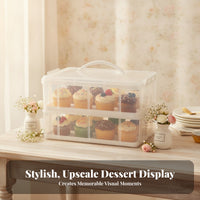 Transparent Cupcake Carrying Box PP Hard-Shell Cupcake Carrier Fitted Lid Bakery Supply Top Handle
