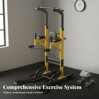 Heavy Duty Steel Frame Freestanding Pull up Bar Adjustable Height Freestanding Pull-up Station Stable Base Design Multi-Function Power Station with Bench Non-Slip Grips for Fitness Enthusiasts, Indoor