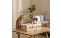 Engaging Wooden Cat Toy Box Mechanical Cat Toy with Spring up-up Mice Boredom-Busting Exercise for Home