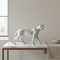 Electroplated Leopard Figurine Modern Minimalist Cheetah Statue Desktop Decoration Table Ornament Realistic Details for Living Room, Office