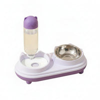 Long-Lasting Elevated Tilted Pet Bowl Set Easy to Clean Automatic Cat Feeder and Water Dispenser Large Capacity Weight-Operated Pet Feeding Station Detachable Design for Cats