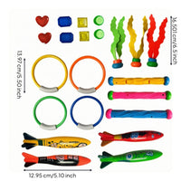 22 Pieces Pool Training Toy Set Fun Underwater Pool Diving Toys Diving Rings and Tubes for Kids