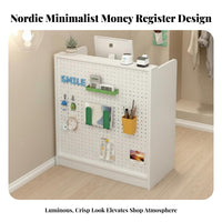 Compact Design Small Checkout Counter Multi-Functional Retail Currency Ier Stand Stable and Sturdy Modern Checkout Counter Lockable Drawers for Retailers, Shop Owners, Receptionists, Clothing Boutiques, Beauty Salons, Boutique, Office