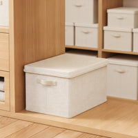Textile Storage Box with Lid Washable Foldable Storage Box Foldable Clothes Organizer Space-Saving Sturdy for Closet, Wardrobe