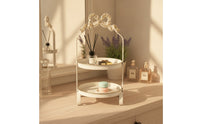 Decorative Two-Tier Tray Rack Vintage Round Tray Rack with Bow Top Versatile Dessert Display Stand Multi Layer for Countertop