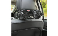3-Speed Two-headHead Clamp-on Fan 360-Degree Rotating Dual Head Fan Rotatable Portable for Passengers