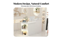 Salon Front Desk Curved Design Modern Reception Desk LED Lighting Retail Cashier Stand for Receptionists, Business Owners, Lobby, Hotel