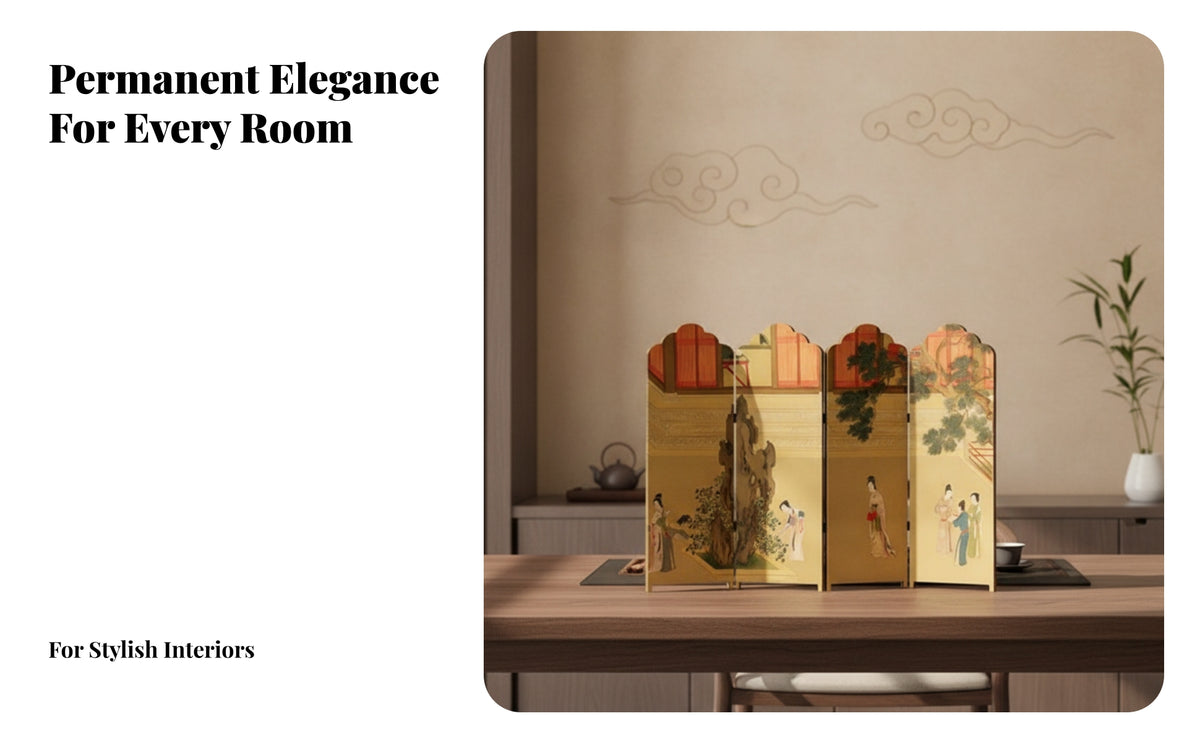 Black Edge Frame Traditional Chinese Style Home Decor Pagodatabletop Screen