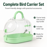 Budgie Travel Cage, Portable Budgie Cage with Handle & Shoulder Strap, 28x22x25cm Polymer Pet Carrier for Small Birds