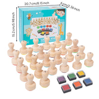Wooden Alphabet Stamp Set Early Learning Wooden Letter Stamps Bright Alphabet Stamps for Young Learners, Homeschool