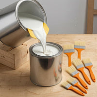10 Pieces Orange-Handled Paint Brush and Pour Spout Set Labeled Sizes Paint Can Spout Set Yellow Painting Tools Curved