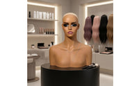 Mannequin Head with Shoulders Flesh-Toned Hairpiece display Bust Shoulder Form Bust Mannequin