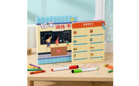 Reusable Writing Practice Card Book Lined Pages Wipe-Clean Practice Cards Picture Prompts Tracing Card Book Loop Bound for Children, Home Learning, Classroom