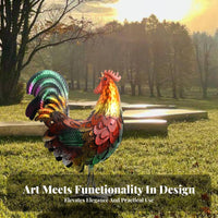 Metal Male Chicken Statue Weather-Resistant Wrought Iron Male Chicken Decoration Chicken Garden Sculpture Long-Lasting Metal