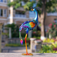 Outdoor Decoration Metal Peacock Statue Artistic Design Iron Peacock Sculpture Handmade Look Large Bird Lawn Ornament 3D Textured for Villa, Yard, Patio