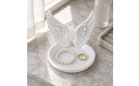 Glossy Angel Wing Jewelry Tray Polished Molded Angel Wing Jewelry Dish Solid Look Winged Band Holder Multipurpose