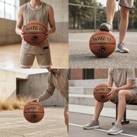 WITESS Indoor/Outdoor Wear-Resistant PU Leather Basketball for Youth and Adults - Size 7 Official Match Ball