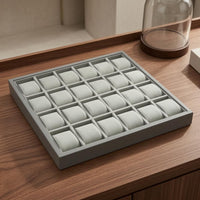 Open-Top Watch Display Tray Padded Watch Storage Tray Gray Divided