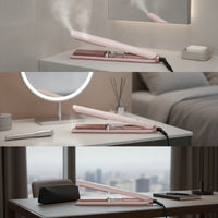 Wide Plate Steam Hair Straightener Frizz-Control Steam Flat Iron Ionic Appliance Auto Shut-off for Home Styling