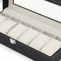 6-Slot Watch Display Box with Window Clear Watch Box Safeguarding Sturdy for Collectors