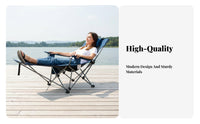 Foldable Design Portable Reclining Lounger Headrest Included Reclining Camping Chair Cup Holder Adjustable Folding Lounger Side Storage Pocket for Shut Ice Workers, Beachgoers, Fishing, Picnics, Garden, Backyard