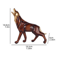 Electroplated Metal Accents Wood Big Feline Statue Detailed Contours Wood Feline Figurine Standing Pose Desktop Ornament