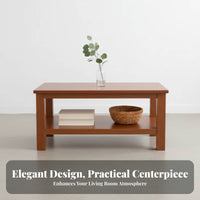 2-Tier Shelving Storage Coffee Table Sturdy Construction Two-Shelf Accent Table Spacious Tabletop Living Room Furniture Long-Lasting for Apartment Dwellers, Homeowners, Families, Reception Area, Lounge, Home Office