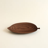 Leaf-Shaped Tray Grain Walnut Wood Tray Organic Wooden Platter for Hosts, Homeowners, Dining Table, Sideboard, Living Room