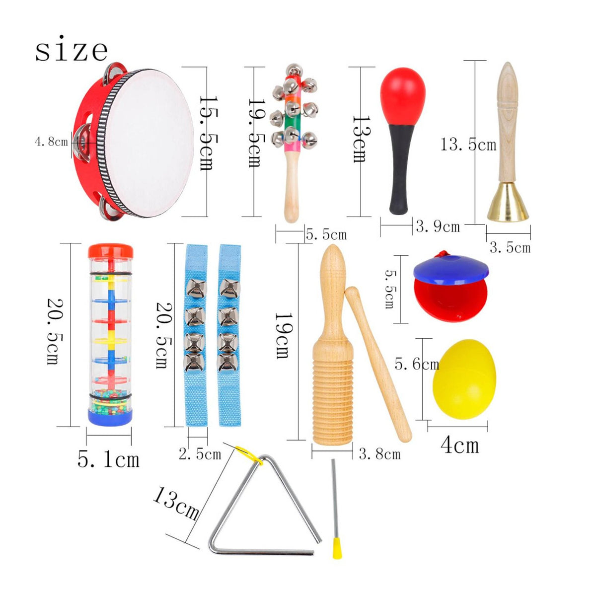 10 Pieces Rhythm Percussion Set Educational Early Learning for Infants, Music Class, Kindergarten
