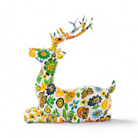 Deer Statue with Antlers Glossy Deer Figurine Tabletop Decor for Living Room, Entryway