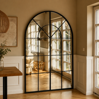 Full-Length Mirror, Standing Mirror, Large, Stylish, Arch-Shaped, Matte Black, Metal Frame, Entryway, Living Room, Makes Space Look Larger