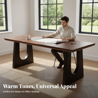 original edge untreated perimeter Slab Table hardwood Wood Conference Desk Walnut Finish Workstation for Design aficionados, Office Managers, Living Room