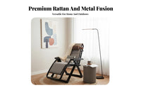 Folding Rattan Recliner Foldable Woven Deck Chair Breathable Portable Recliner for Homeowners, Beachgoers, Balcony, Backyard, Poolside