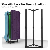 Large Capacity 3-Sided Exercise Mat Hanger Space-Saving Freestanding Exercise Mat Storage Rack Long-Lasting Construction Easy Assembly for Gym Owners, Fitness Center